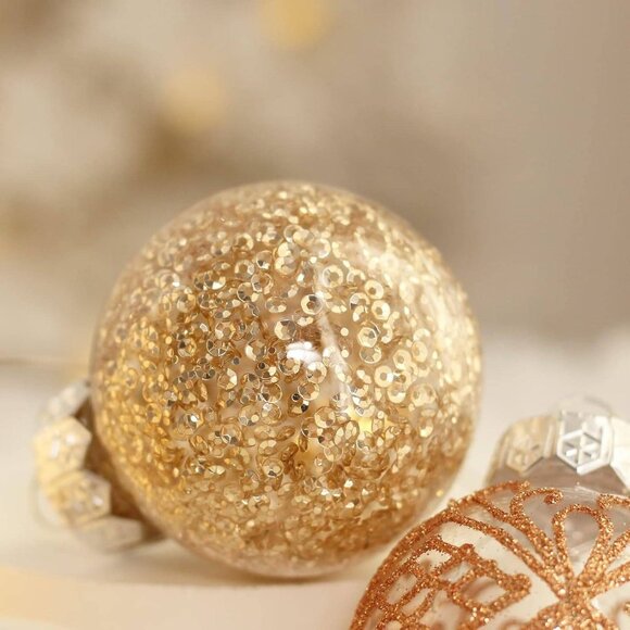 32pc Shatterproof Christmas Ornaments Set - Champagne - Ideal for Xmas Tree - Picture 5 of 7